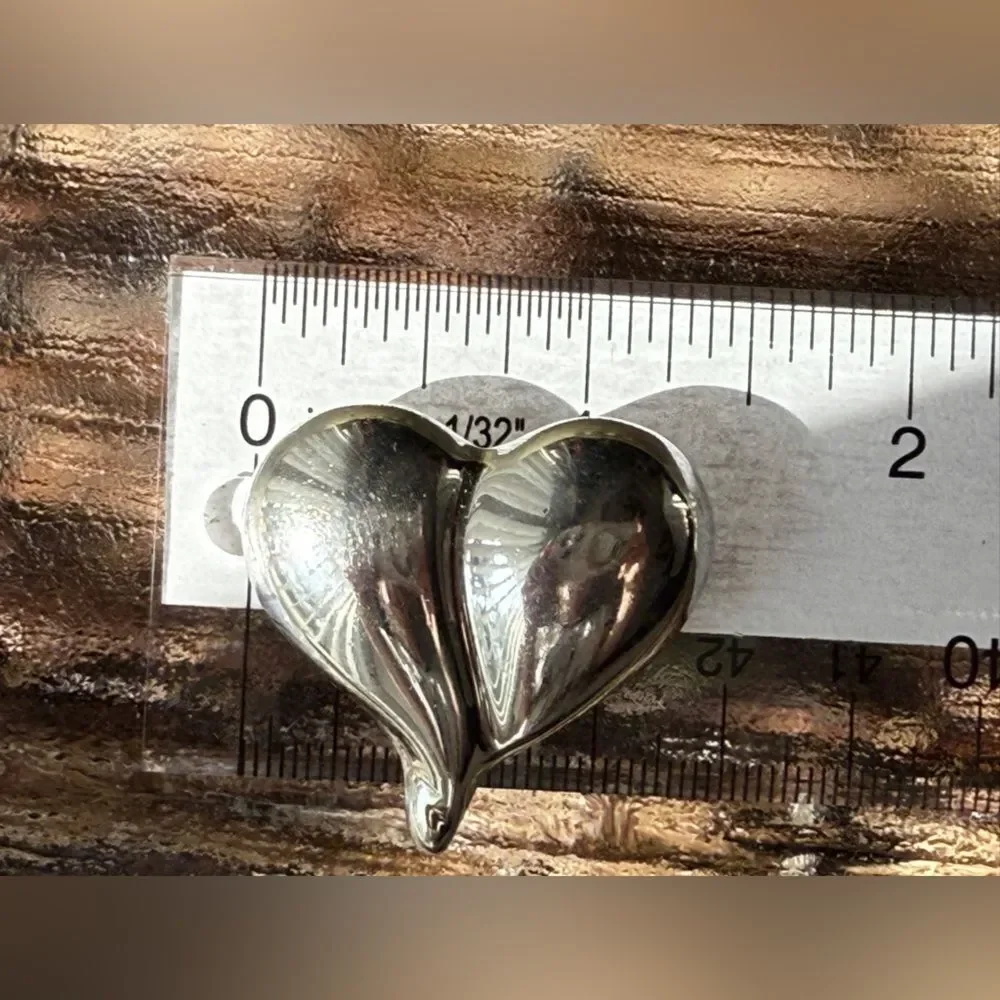 Vintage 925 Silver Heart Brooch